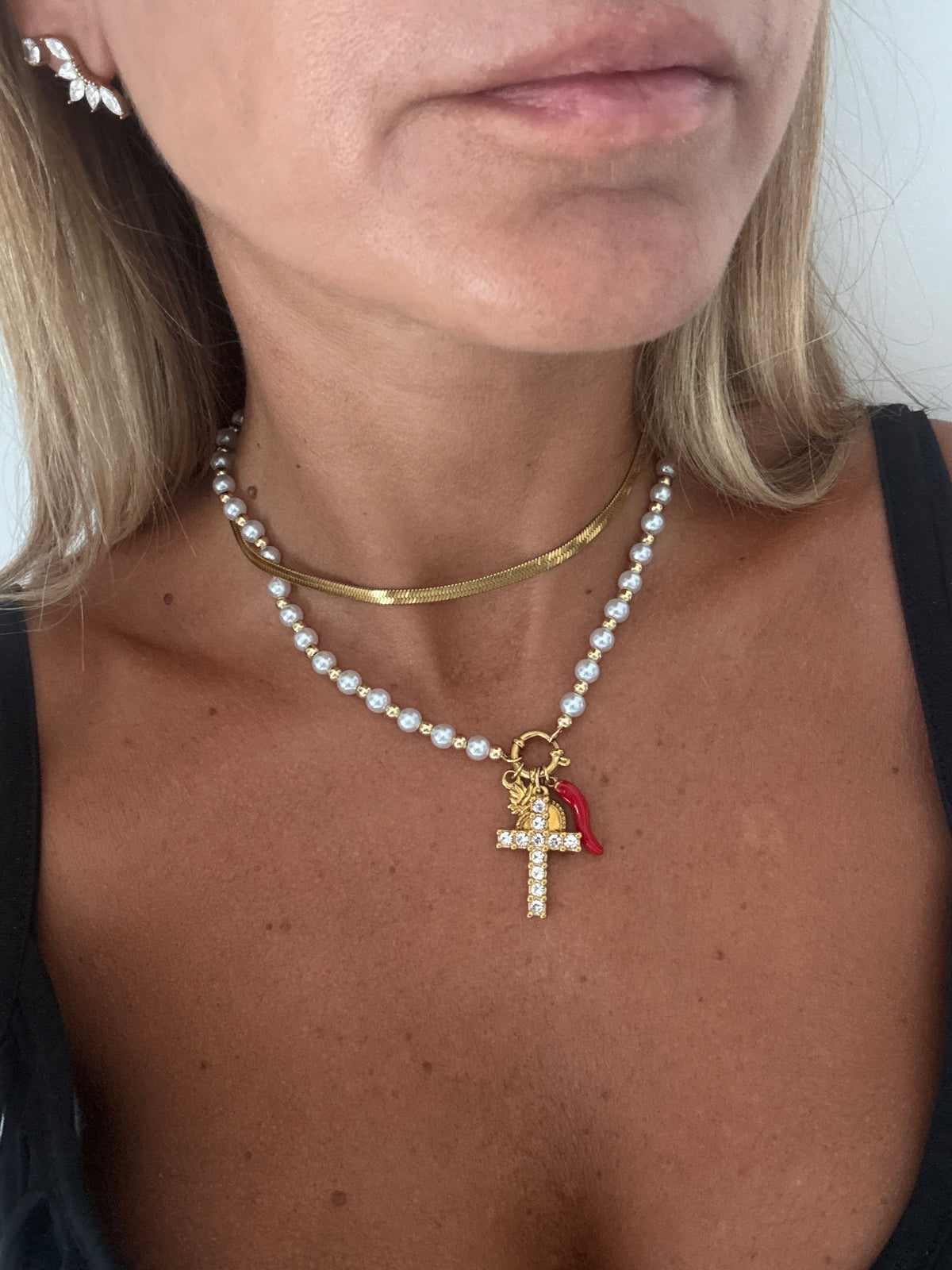 Collana Perle e Croce