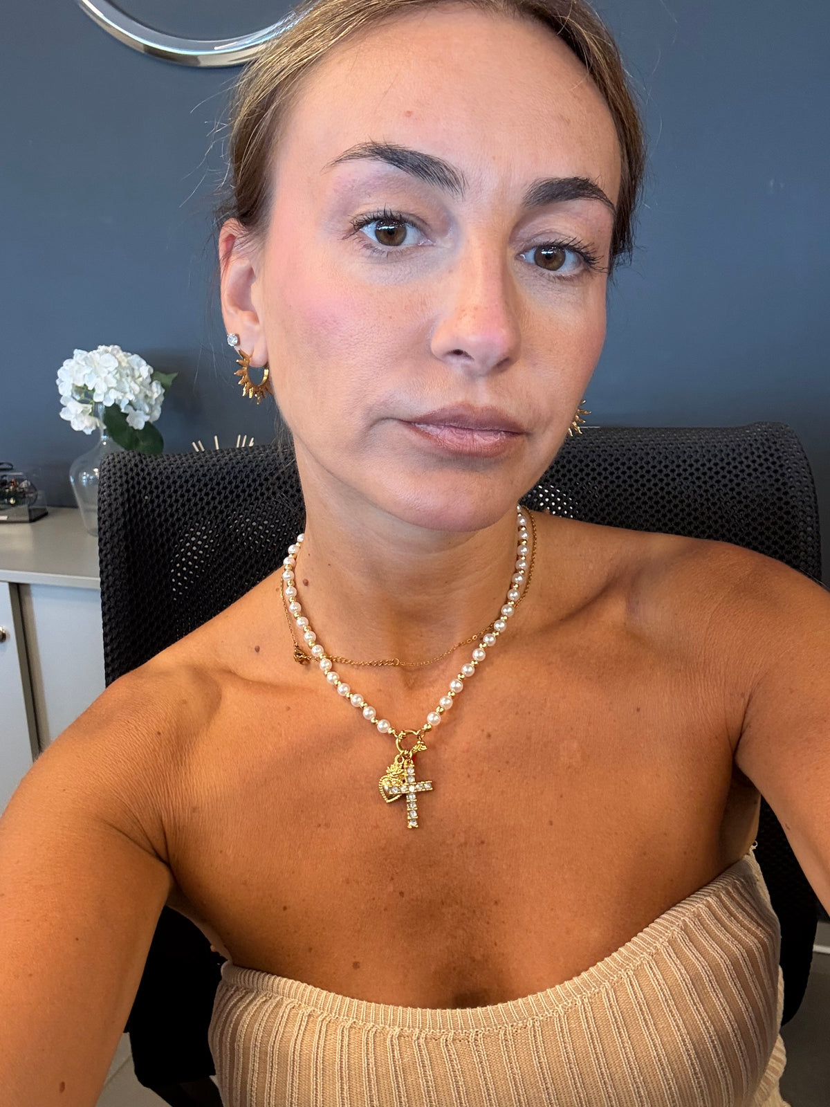 Collana Perle e Croce